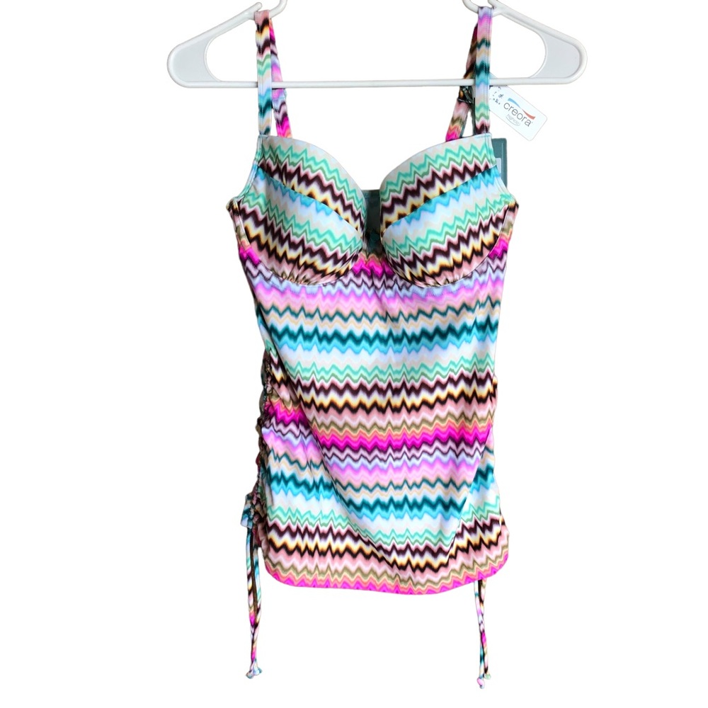 Panache Swim Milano Balconnet Tankini Top Underwire Ikat Print SZ 30F